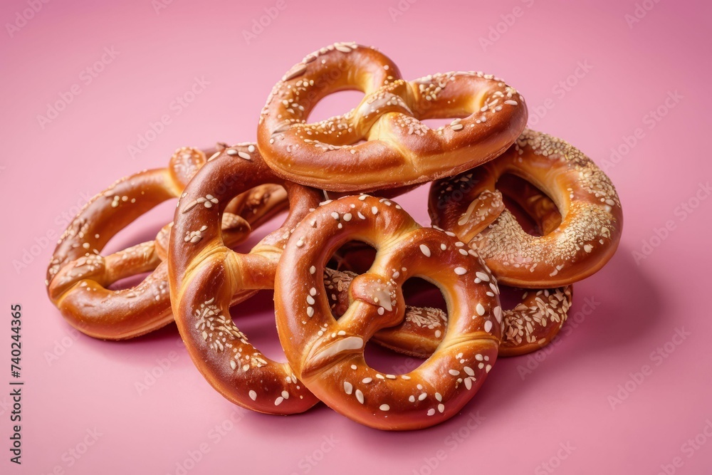 Soft Pretzels on Pink Surface Soft Pretzels on Pink Surface