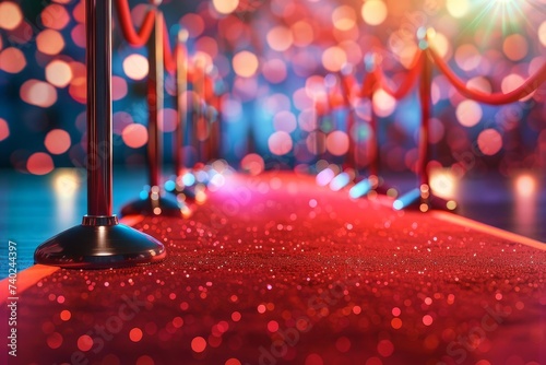 Glamorous event background with a red carpet unrolling for a movie premiere Inviting celebrities and guests to a night of elegance and exclusivity