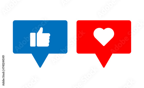 set of red and blue icons.Social media icons.Finger up,like.Vector illustration of like icon.	