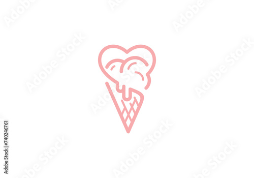 sweet love ice cream logo. food drink creative design template