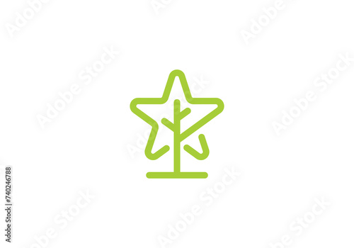 tree with star logo. creative plant nature symbol design template