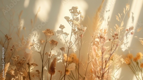 dried flower window shadow floral background © Nabeel