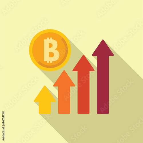 Grow graph line icon flat vector. Gain finance. Token mobile device