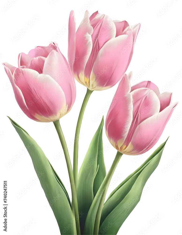 Illustration of easter pink tulips