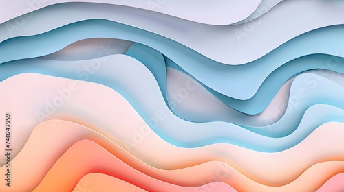 Harmonic Hues: Abstract Color Gradient on White and Blue Canvas_Generative AI