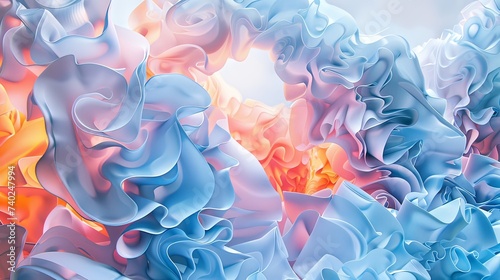 Harmonic Hues: Abstract Color Gradient on White and Blue Canvas_Generative AI