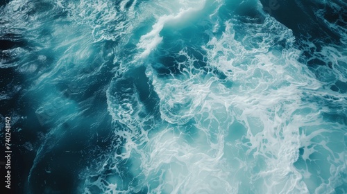 waves in ocean with foamy waves