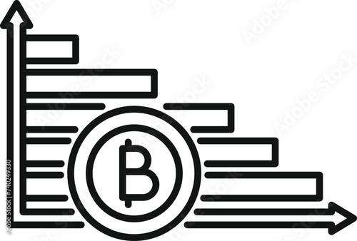 Bitcoin graph icon outline vector. Gain financial system. Data price salary