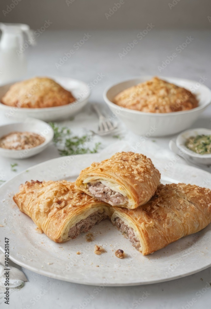 Savory Meat Pastry on White Plate