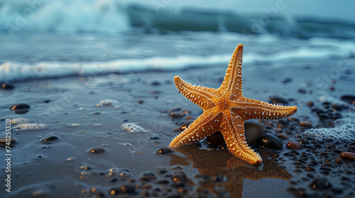Cute starfish on the ocean shore © Taisiia