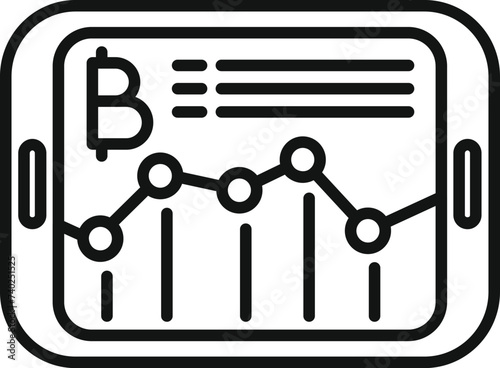 Tablet online currency icon outline vector. Cash coin bar. Finance gain digital