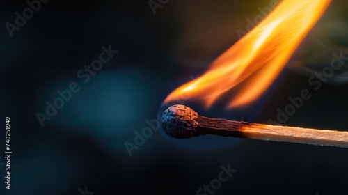 Flaming match, dark blurred background. Ready to light something up, Generative AI