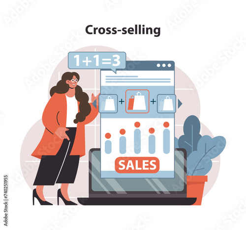 Cross-selling concept. A strategic marketing illustration depicting.