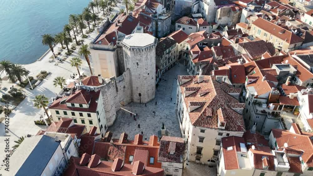 Aerial Footage: A Drone's View of Split's Historical  Embankment and Oldtown