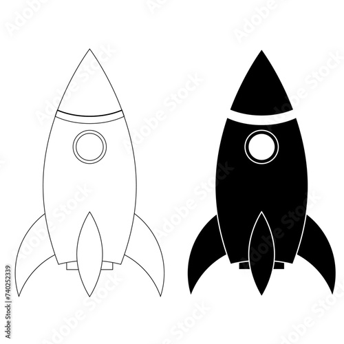 Rocket Spaceship in vector illustration.Rocket icon black and white