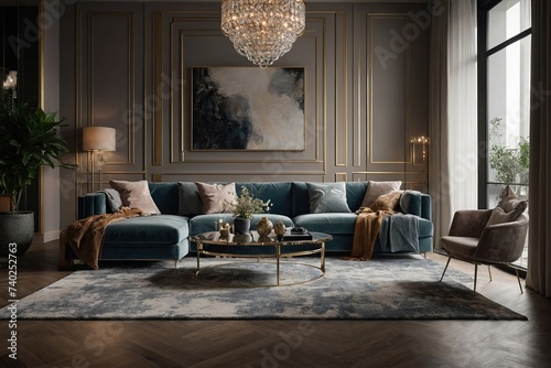 A quiet luxury living room is glam, shiny mirrored or glitzy Rather, quiet luxury style living rooms are filled with warmth collected accents plush seating soft rugs layered lighting home interior photo
