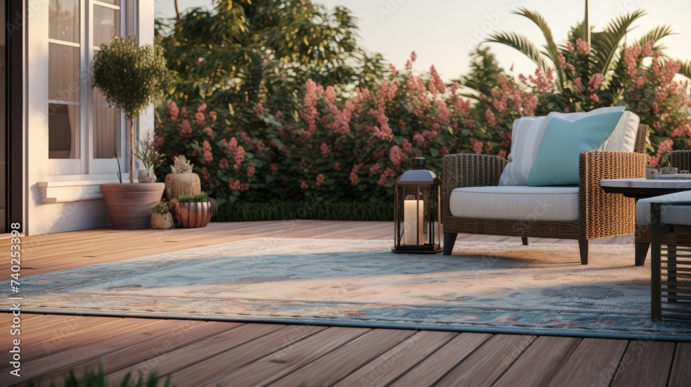 A Patio With a Couch, Table, and Chairs A Patio With a Couch, Table, and Chairs