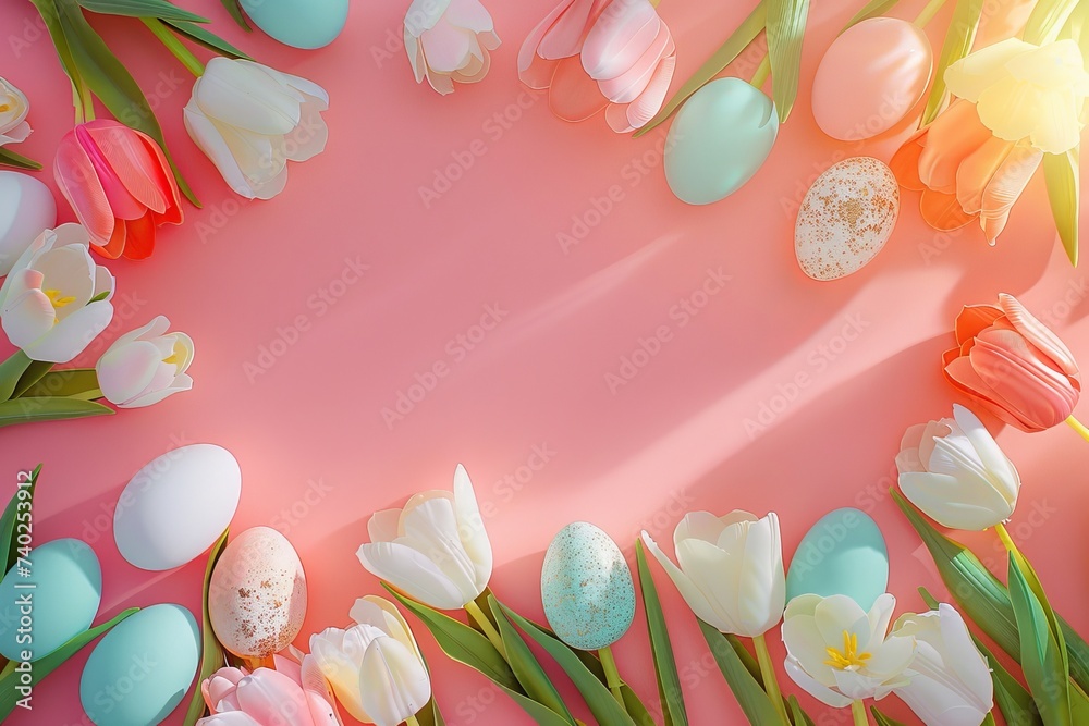 Happy Easter Eggs toy animal. Bunny hopping in flower easter egg hunt decoration. Adorable hare 3d turquoise reef rabbit illustration. Holy week religious reflection card Ombre effect