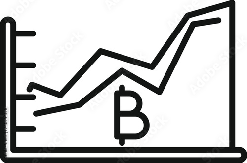 Diagram data icon outline vector. Digital decline. Mobile device coin bar