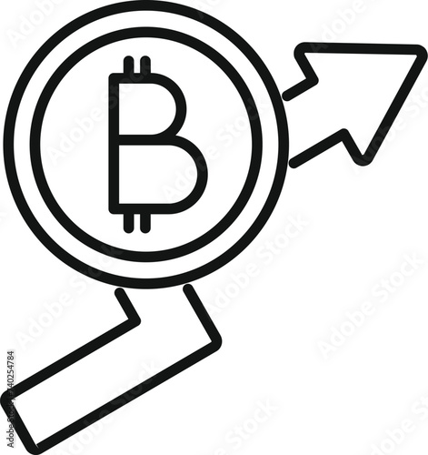 Grow bitcoin salary icon outline vector. Gain finance. Cash coin bar diagram