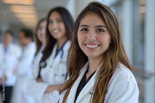 Wallpaper Mural Portrait of a young healthcare student with her team in a clinical setting Representing the future of medical professionals Torontodigital.ca