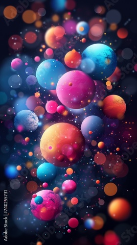 Amoled phone wallpaper design with mesmerizing display of a special setting wiith vibrant light, smoke, beautiful objects dancing in abstract swirls like a symphony of color. © Merilno