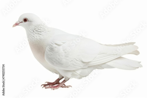 White dove isolated on a white background Representing peace Purity And freedom