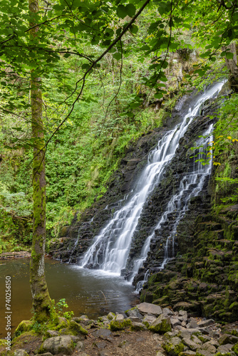 Waterfall Cascade de la Roche near Cheylade  French highlands  France