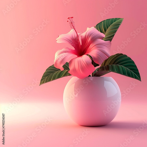 Floral vacation 3D illustration  vibrant and modern flower art