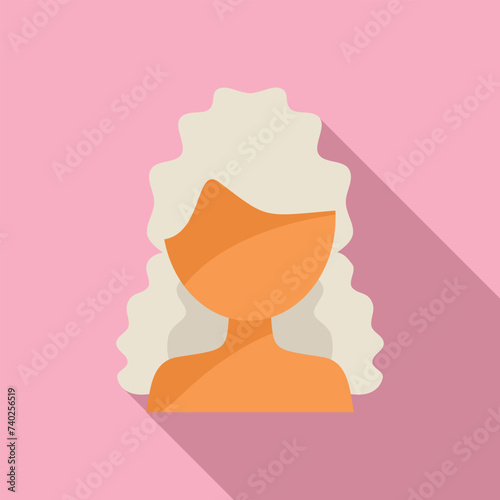 Long curly hairs icon flat vector. Woman fashion model. Care salon face