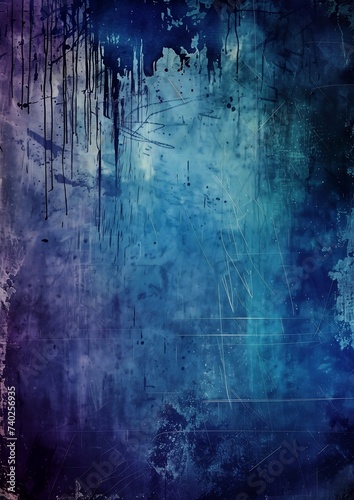 blue purple background grungy design large vertical blank spaces haunting brush strokes droplets walls dissolving rich decaying bleeding color arm