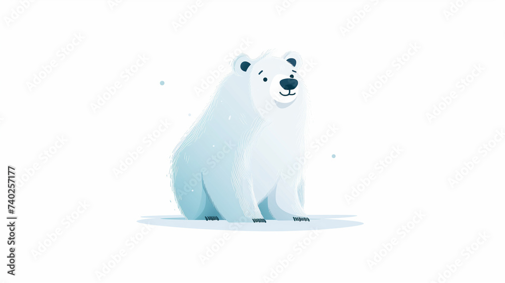 Drawing White polar bear cute cartoon.
