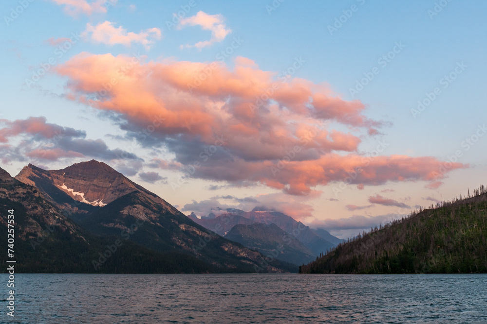 Amazing Sunset, Upper Waterton Lake, Wateron Lakes National Park, Canada
