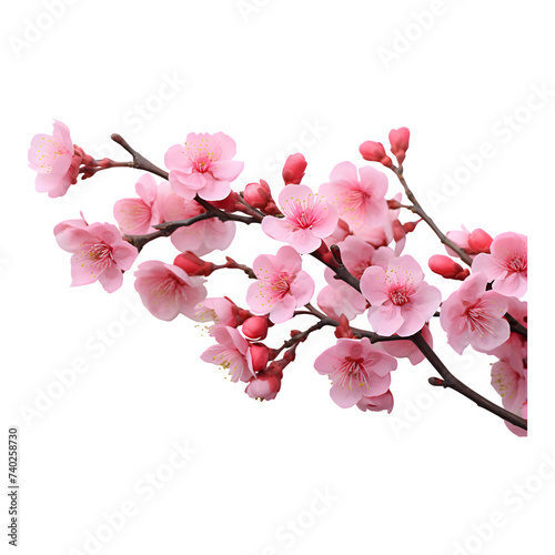 Sakura flowers blooming isolated on transparent background