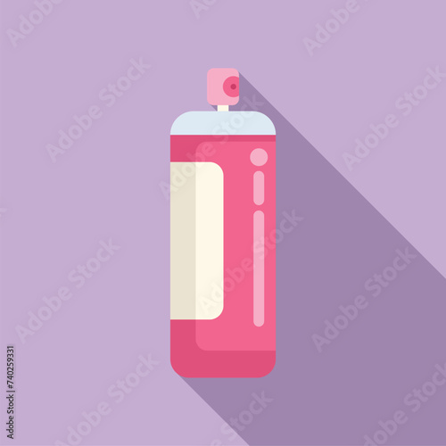 Pink sprayer icon flat vector. Agent face salon. Spray fashion girl