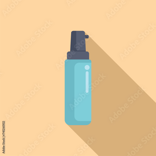 Treatment bottle dispenser icon flat vector. Curly hair model. Home made