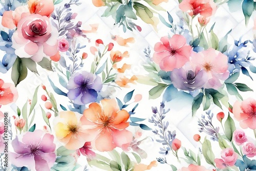 Watercolor Floral Wallpaper for Dress Patterns Tumbler Wraps Invitations Pattern Paper, Seamless Floral Pattern