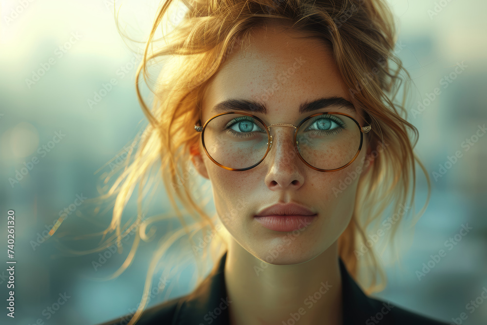 A confident businesswoman navigating the corporate landscape, clad in a tailored suit and exuding professional charisma. Concept of executive leadership. Generative Ai. A confident businesswoman navigating the corporate landscape, clad in a tailored suit and exuding professional charisma. Concept of executive leadership. Generative Ai.