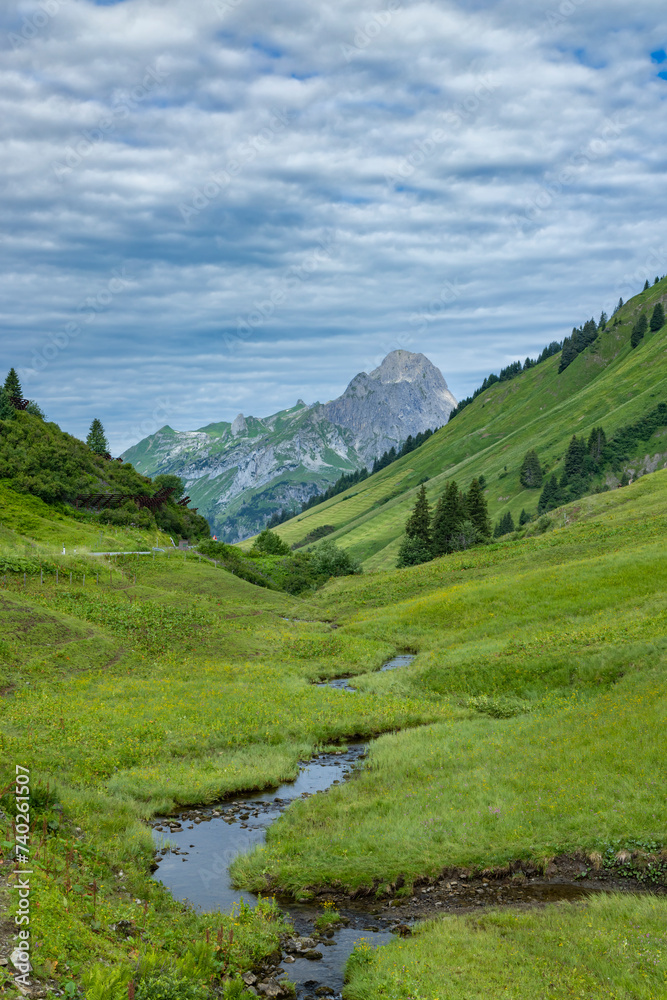 Landscapes near Kalbelesee, Hochtann Mountain Pass, Warth, Vorarlberg, Austria