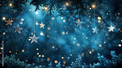 An enchanting backdrop featuring a starry sky, adorned with twinkling stars a...