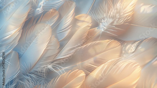 Abstract wallpaper composed of feathers up close © olegganko