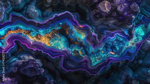 Wallpaper inspired by fluorescent Dugway geode formations; luminous hues, int...