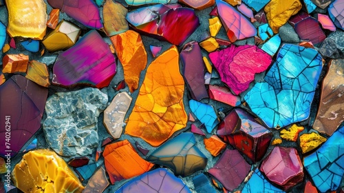 Abstract wallpaper featuring vibrant colored stones