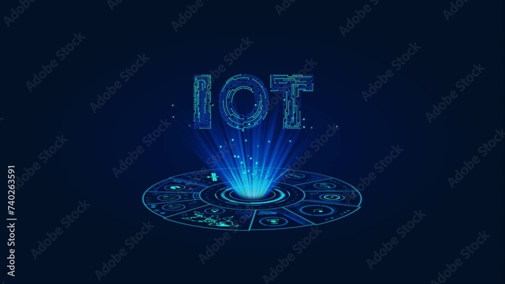 Internet of things concept. IOT isometric banner. Digital global ecosystem. Monitoring and control by smartphone. Internet of things - IOT concept. Businessman offer IOT products and solutions