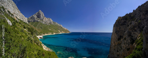 view from the top of mountain Baunei, litorale roccioso presso Sa Perda Liana. Ogliastra, Sardegna, Italy photo
