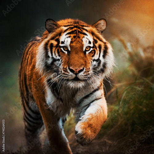 Close-up of a Siberian tiger in a jungle