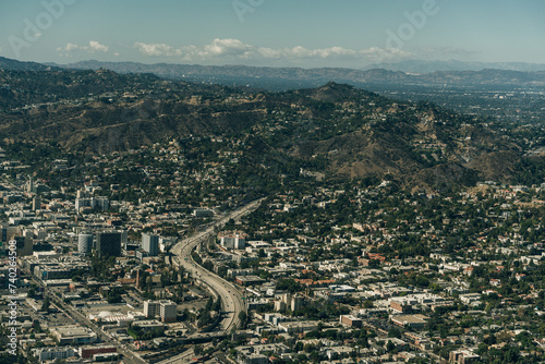 aerial view of hills in Los Angeles California photo
