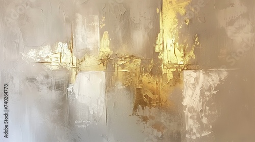 Textured Beige and Gold Abstract Art Background
