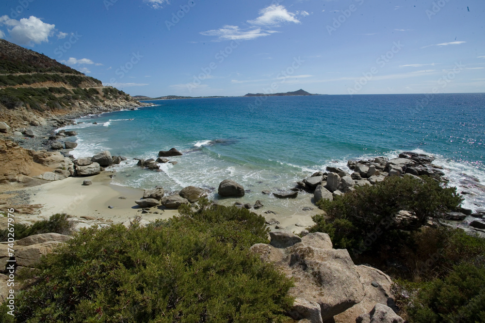 beach and rocks Villasimius, Cagliari,Sardegna. Italia Capo Carbonara