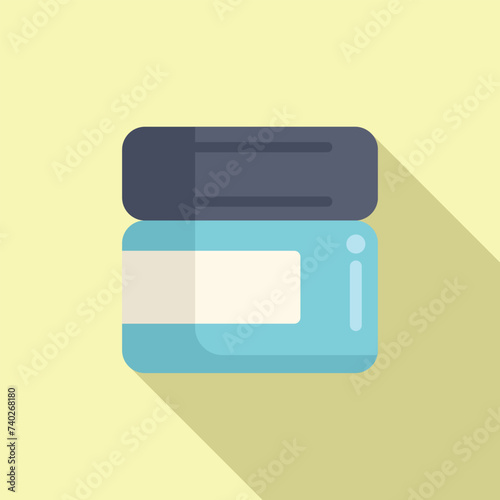 Cream jar icon flat vector. Shower spa bath. Morning treatments skin